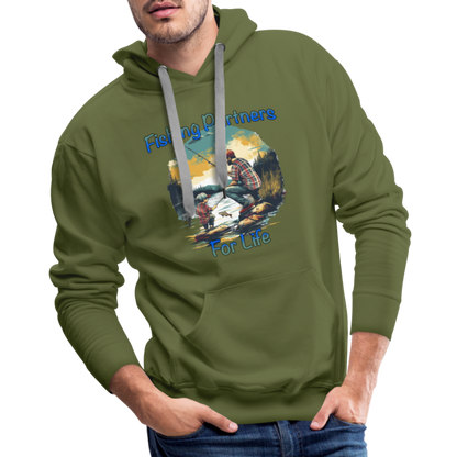 Fishing Partners for Life (Dad and Son) Men’s Premium Hoodie - olive green