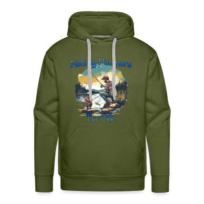 Fishing Partners for Life (Dad and Son) Men’s Premium Hoodie - olive green