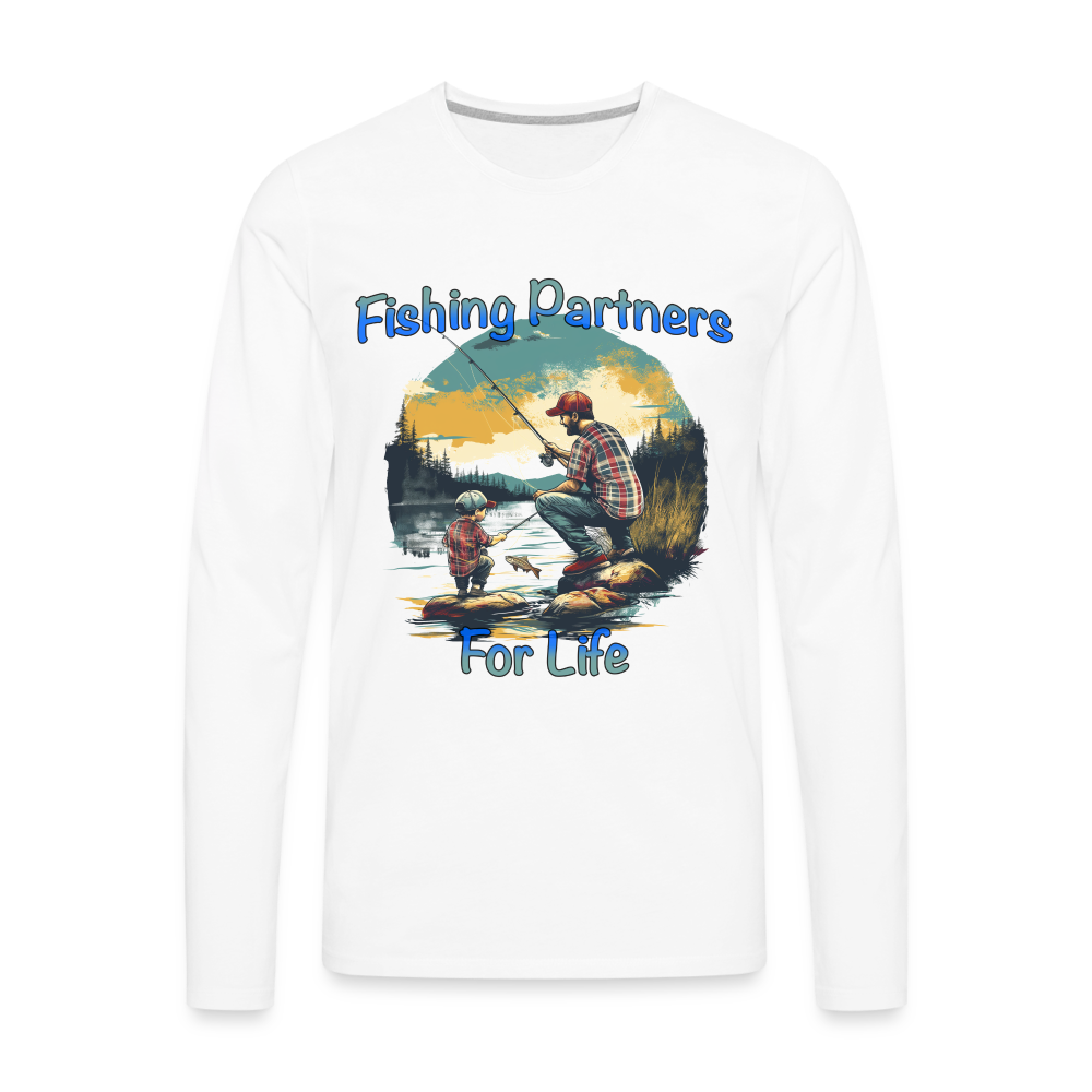 Fishing Partners for Life (Dad and Son) Men's Premium Long Sleeve T-Shirt - white