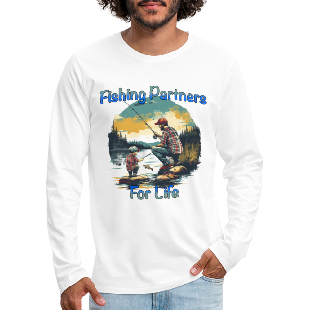 Fishing Partners for Life (Dad and Son) Men's Premium Long Sleeve T-Shirt - white