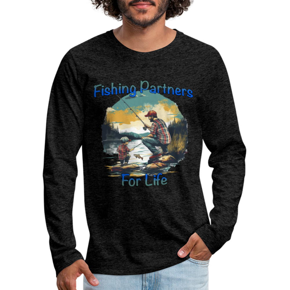 Fishing Partners for Life (Dad and Son) Men's Premium Long Sleeve T-Shirt - charcoal grey