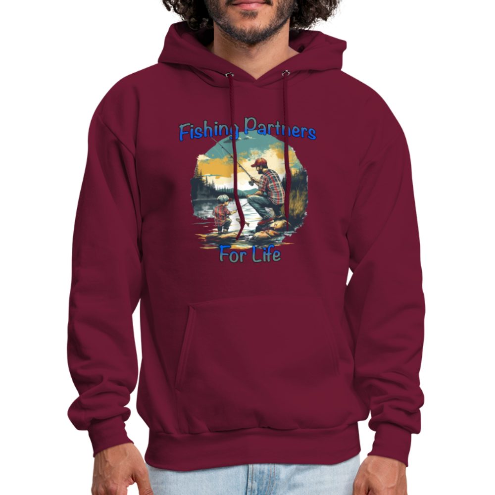 Fishing Partners for Life (Dad and Son) Men's Hoodie - burgundy