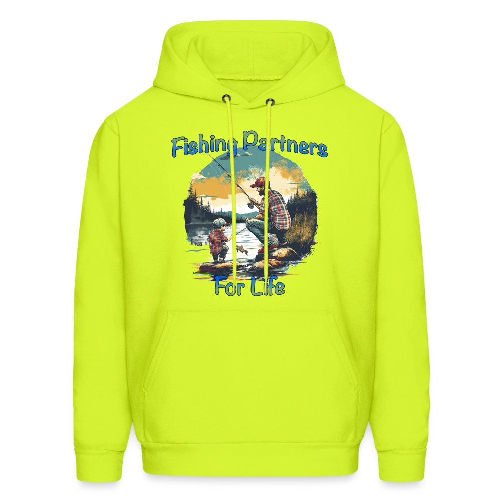 Fishing Partners for Life (Dad and Son) Men's Hoodie - safety green