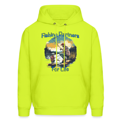 Fishing Partners for Life (Dad and Son) Men's Hoodie - safety green