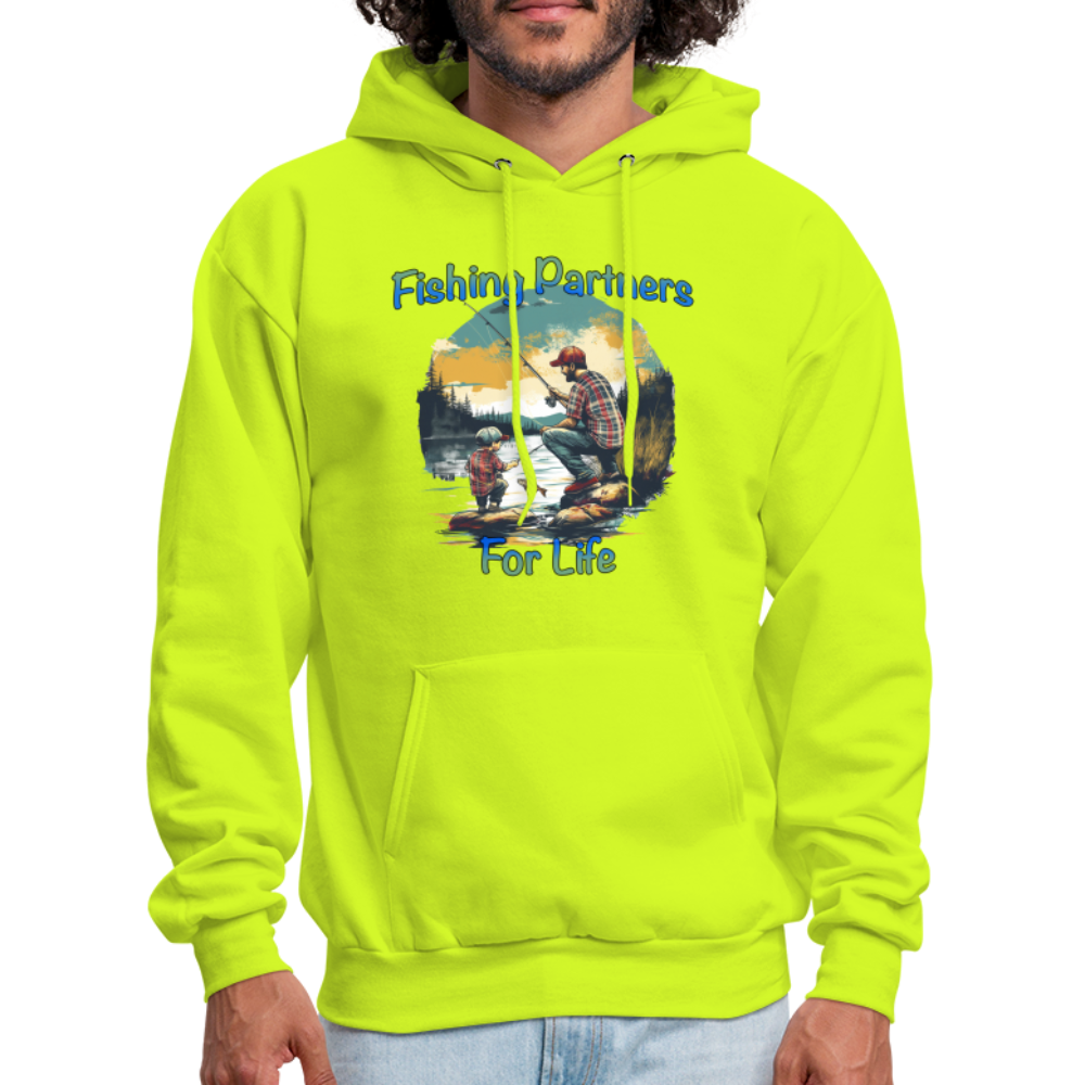 Fishing Partners for Life (Dad and Son) Men's Hoodie - safety green