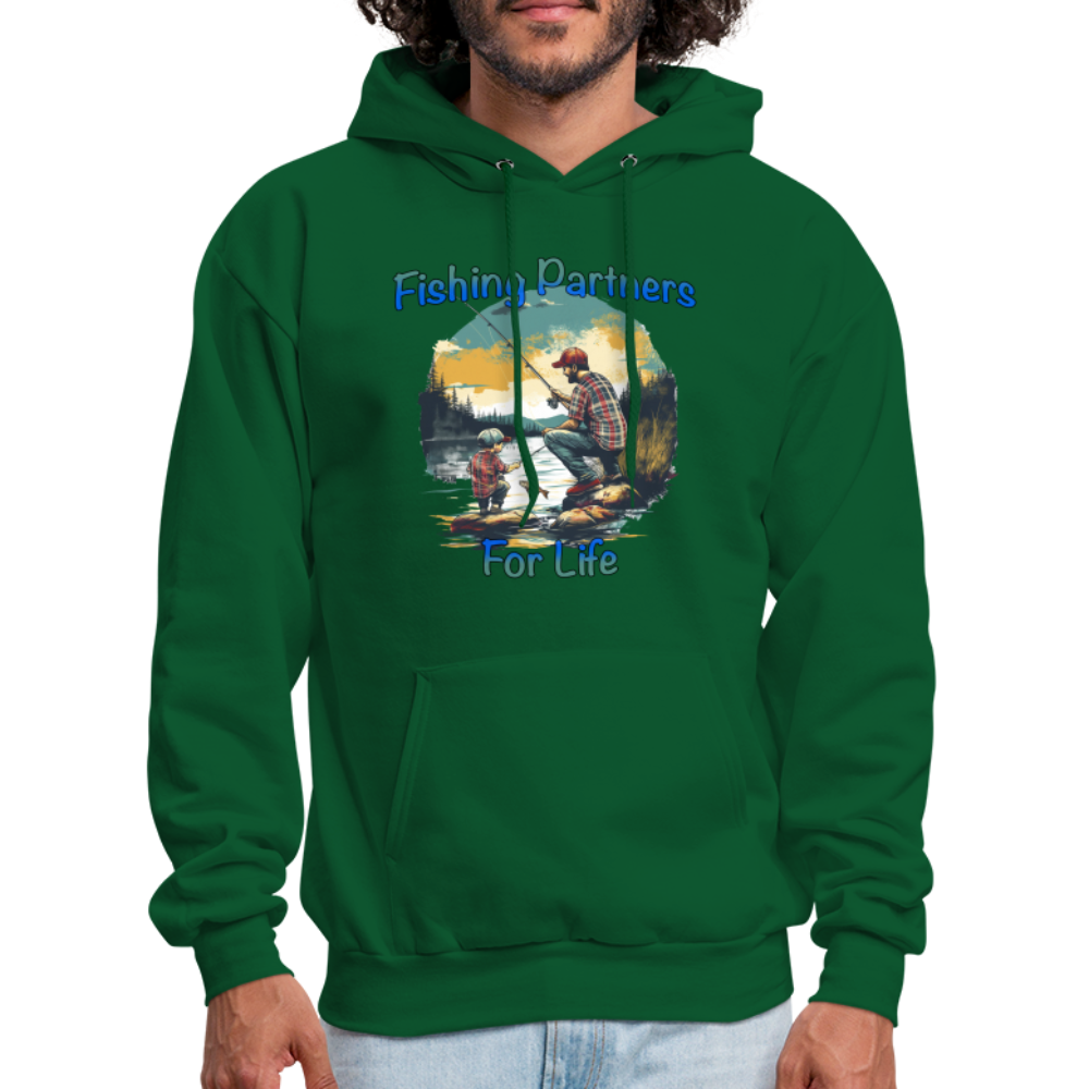 Fishing Partners for Life (Dad and Son) Men's Hoodie - forest green