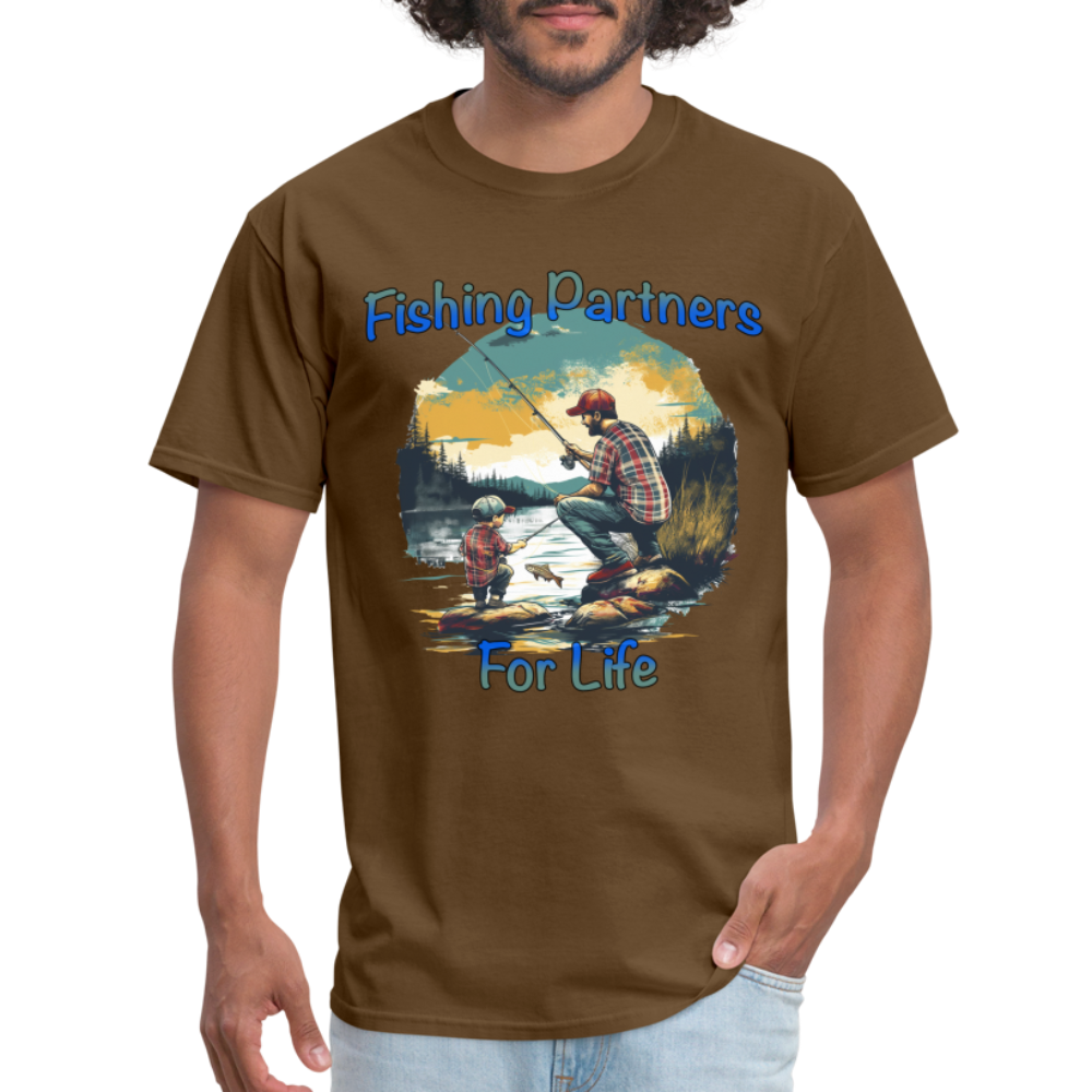 Fishing Partners for Life (Dad and Son) T-Shirt - brown