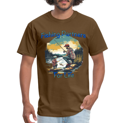 Fishing Partners for Life (Dad and Son) T-Shirt - brown