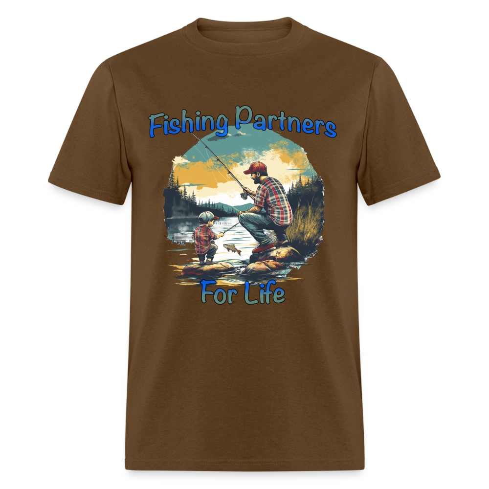 Fishing Partners for Life (Dad and Son) T-Shirt - brown