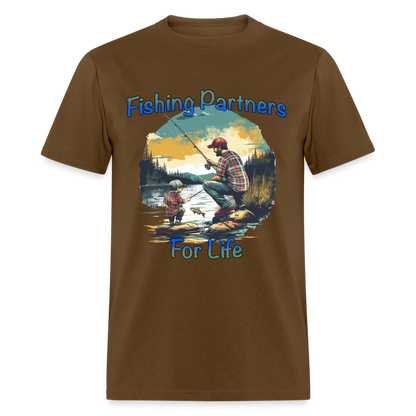 Fishing Partners for Life (Dad and Son) T-Shirt - brown