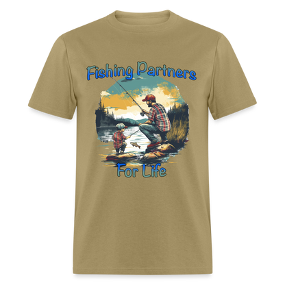 Fishing Partners for Life (Dad and Son) T-Shirt - khaki