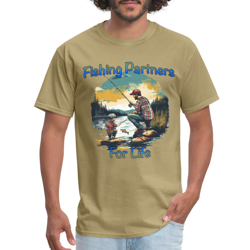 Fishing Partners for Life (Dad and Son) T-Shirt - khaki