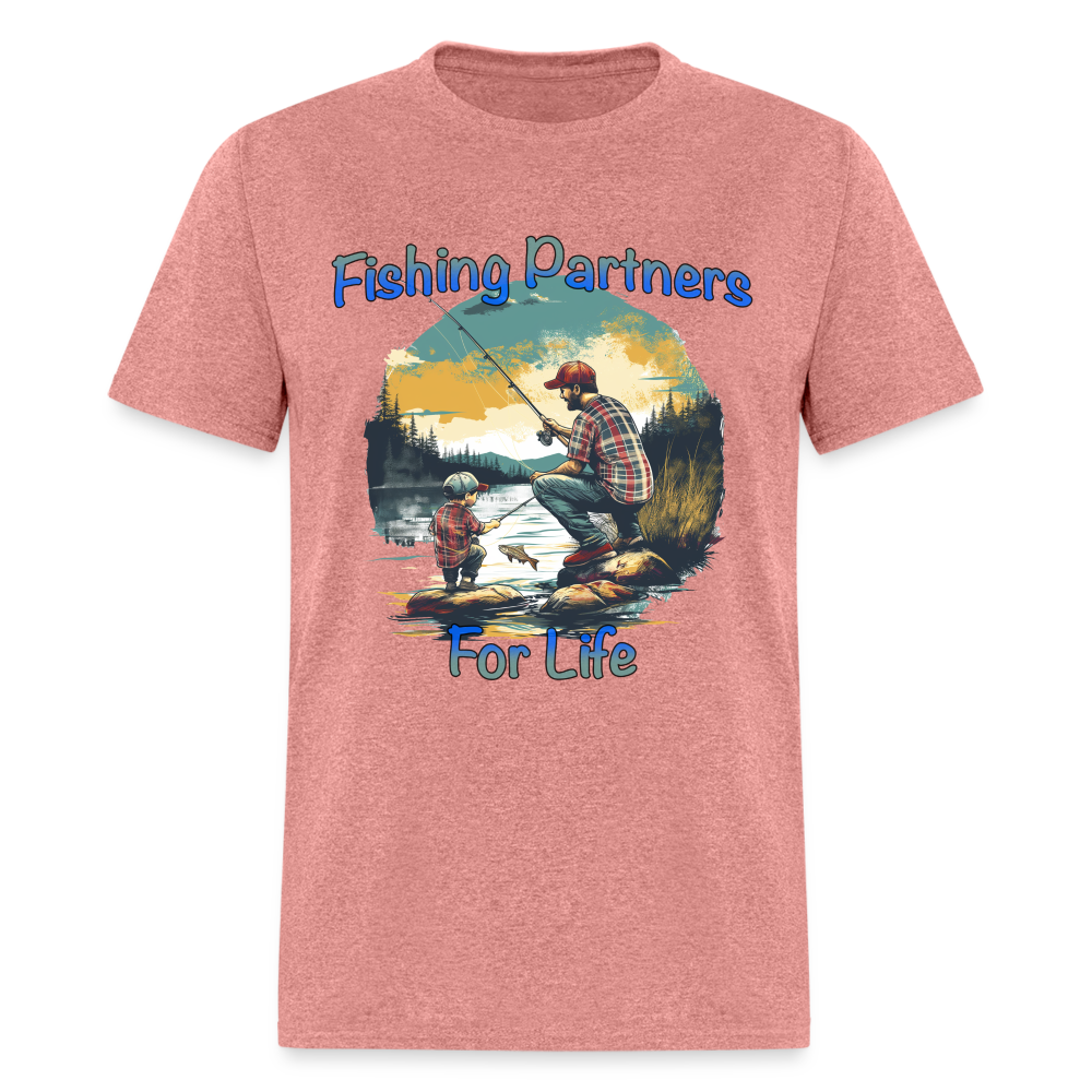 Fishing Partners for Life (Dad and Son) T-Shirt - heather mauve