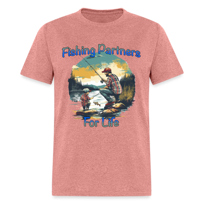 Fishing Partners for Life (Dad and Son) T-Shirt - heather mauve