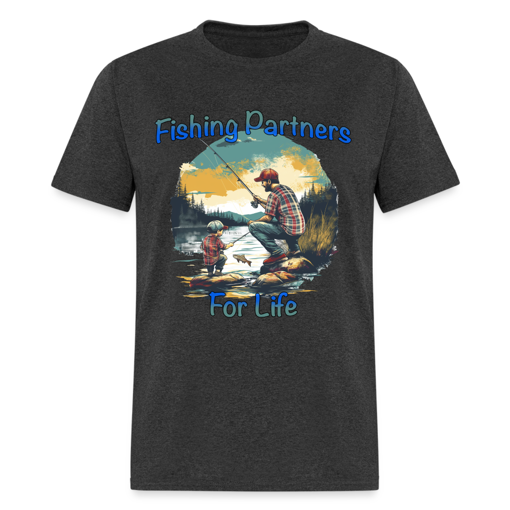 Fishing Partners for Life (Dad and Son) T-Shirt - heather black