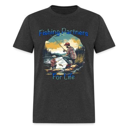 Fishing Partners for Life (Dad and Son) T-Shirt - heather black