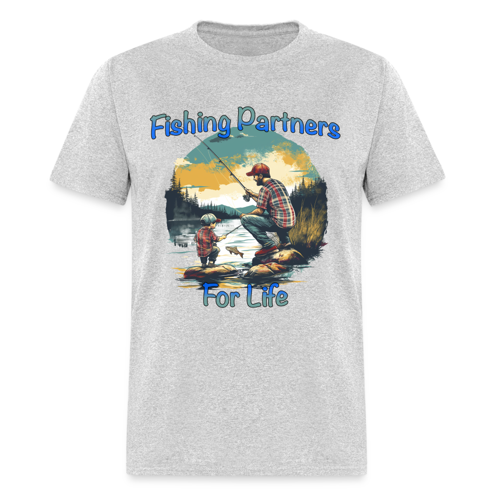 Fishing Partners for Life (Dad and Son) T-Shirt - heather gray