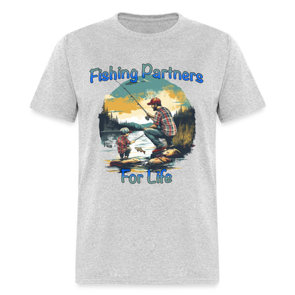 Fishing Partners for Life (Dad and Son) T-Shirt - heather gray