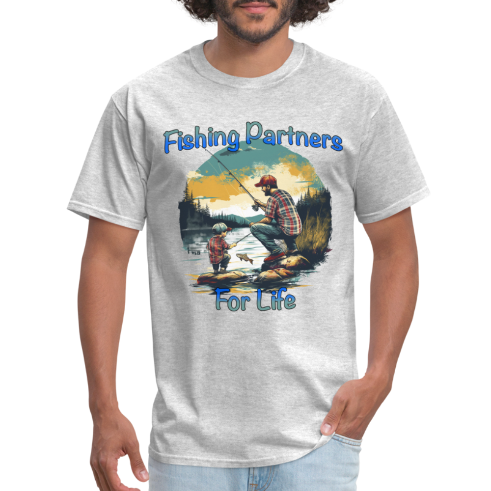 Fishing Partners for Life (Dad and Son) T-Shirt - heather gray