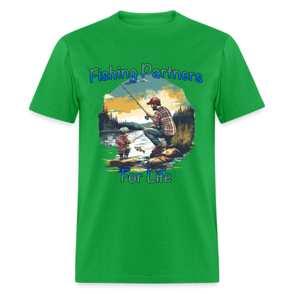 Fishing Partners for Life (Dad and Son) T-Shirt - bright green