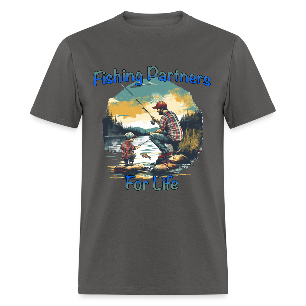 Fishing Partners for Life (Dad and Son) T-Shirt - charcoal