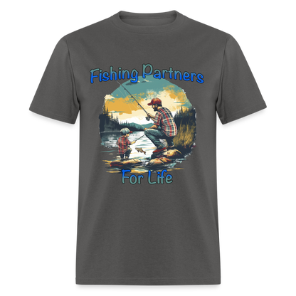 Fishing Partners for Life (Dad and Son) T-Shirt - charcoal