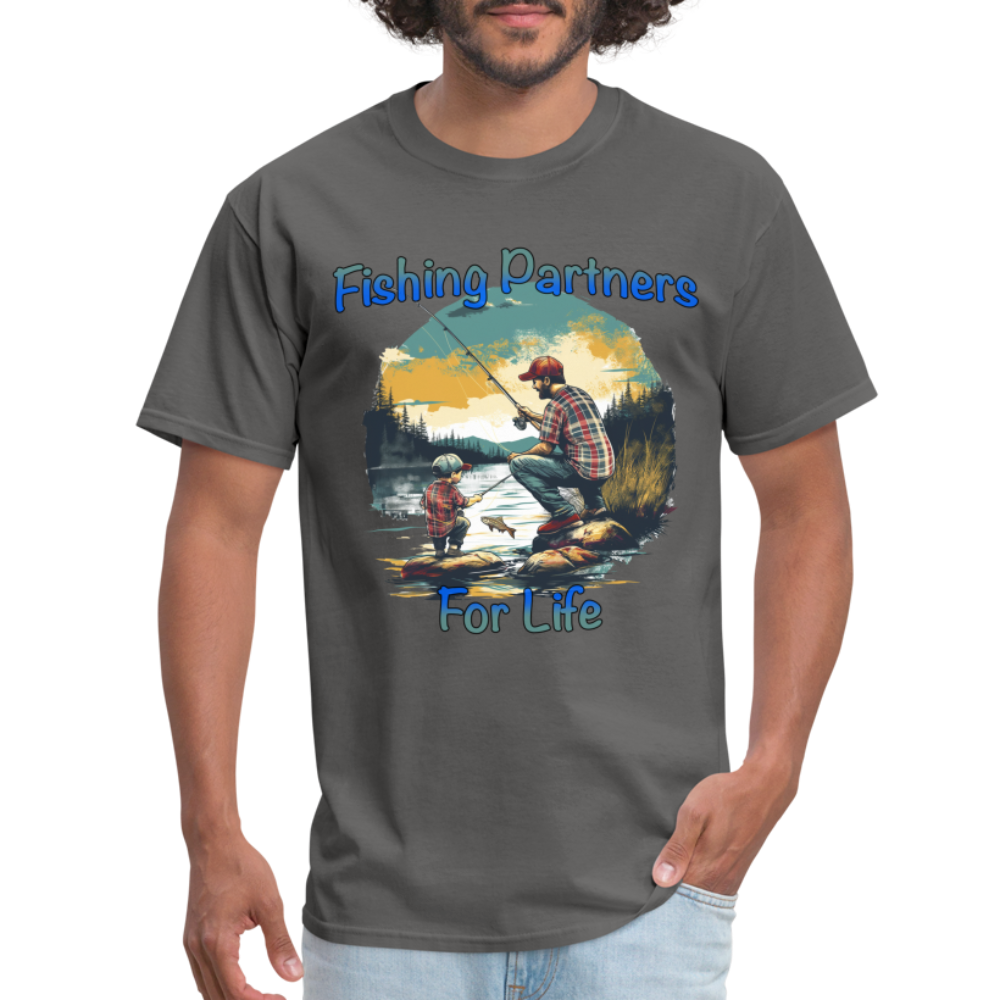 Fishing Partners for Life (Dad and Son) T-Shirt - charcoal