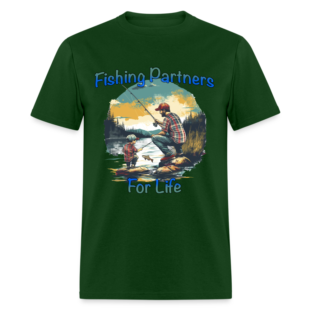 Fishing Partners for Life (Dad and Son) T-Shirt - forest green