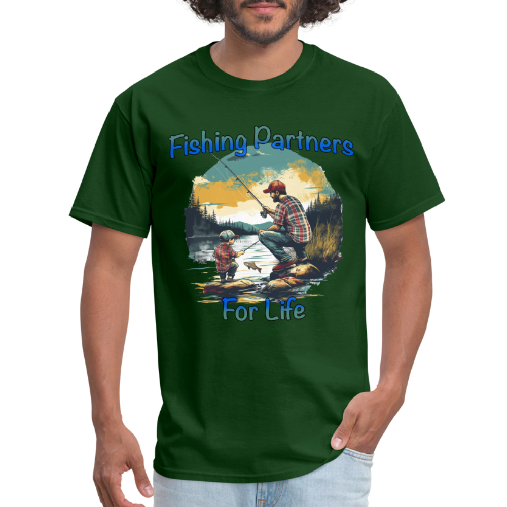 Fishing Partners for Life (Dad and Son) T-Shirt - forest green