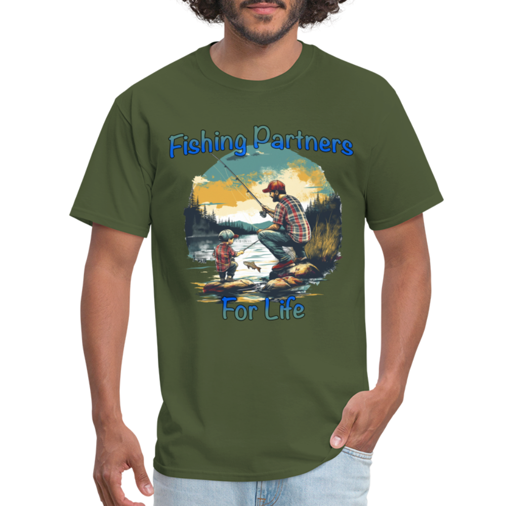 Fishing Partners for Life (Dad and Son) T-Shirt - military green