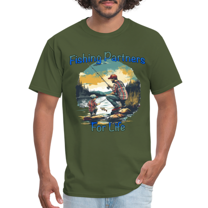 Fishing Partners for Life (Dad and Son) T-Shirt - military green