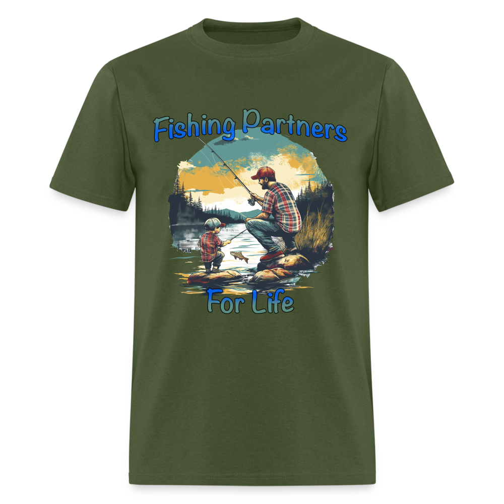 Fishing Partners for Life (Dad and Son) T-Shirt - military green