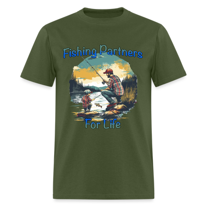 Fishing Partners for Life (Dad and Son) T-Shirt - military green