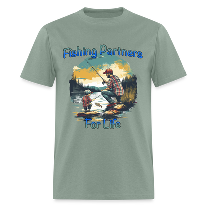 Fishing Partners for Life (Dad and Son) T-Shirt - sage