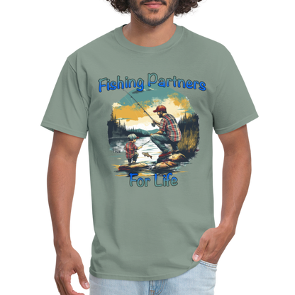 Fishing Partners for Life (Dad and Son) T-Shirt - sage