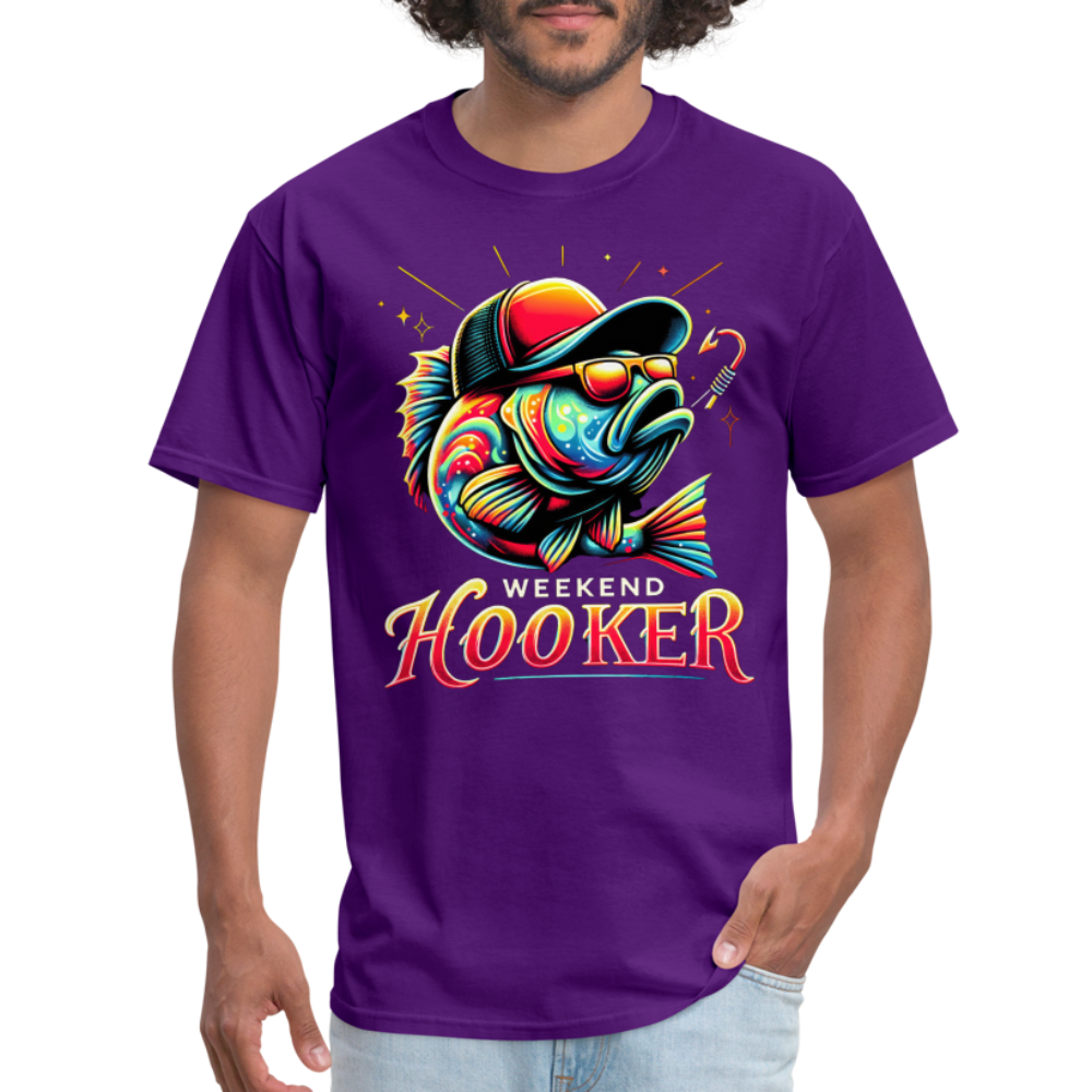 Weekend Hooker Fishing T-Shirt - purple