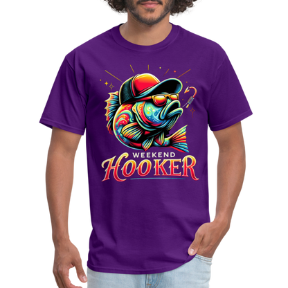 Weekend Hooker Fishing T-Shirt - purple