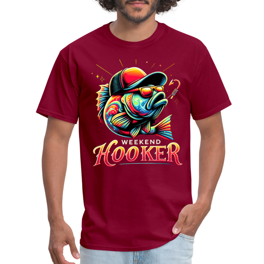 Weekend Hooker Fishing T-Shirt - burgundy