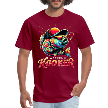 Weekend Hooker Fishing T-Shirt - burgundy