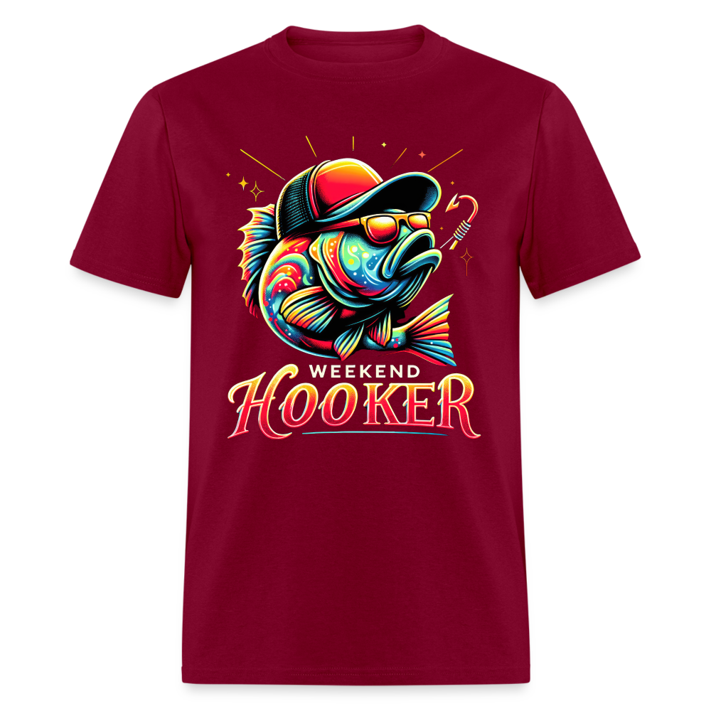 Weekend Hooker Fishing T-Shirt - burgundy