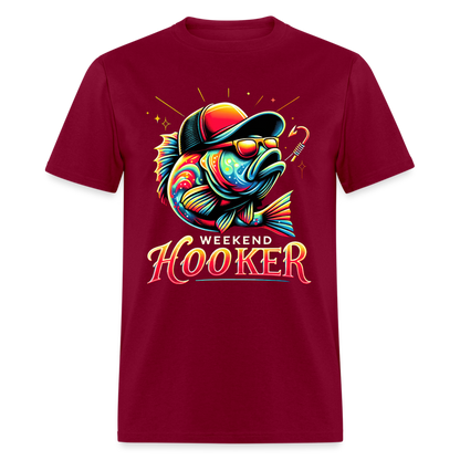 Weekend Hooker Fishing T-Shirt - burgundy