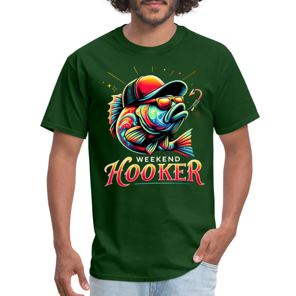 Weekend Hooker Fishing T-Shirt - forest green