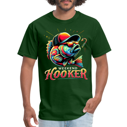 Weekend Hooker Fishing T-Shirt - forest green