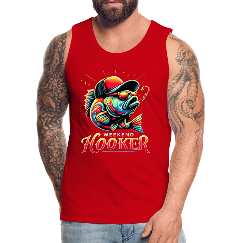 Weekend Hooker Fishing Men’s Premium Tank Top - red