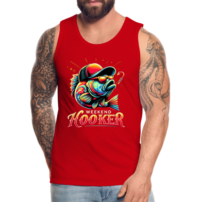 Weekend Hooker Fishing Men’s Premium Tank Top - red