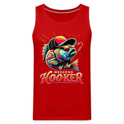 Weekend Hooker Fishing Men’s Premium Tank Top - red