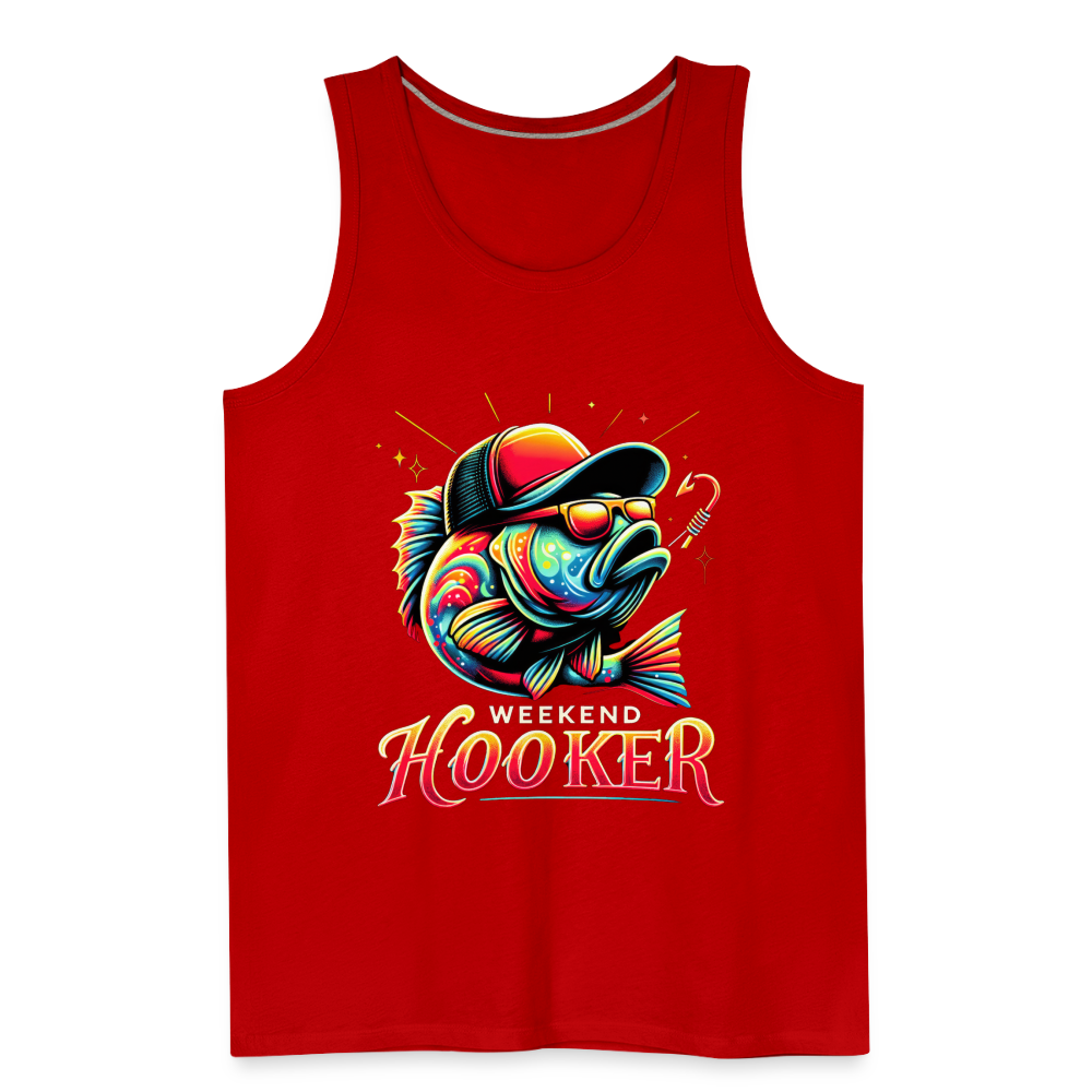 Weekend Hooker Fishing Men’s Premium Tank Top - red