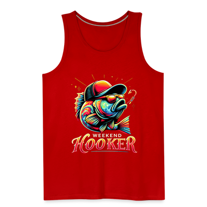 Weekend Hooker Fishing Men’s Premium Tank Top - red