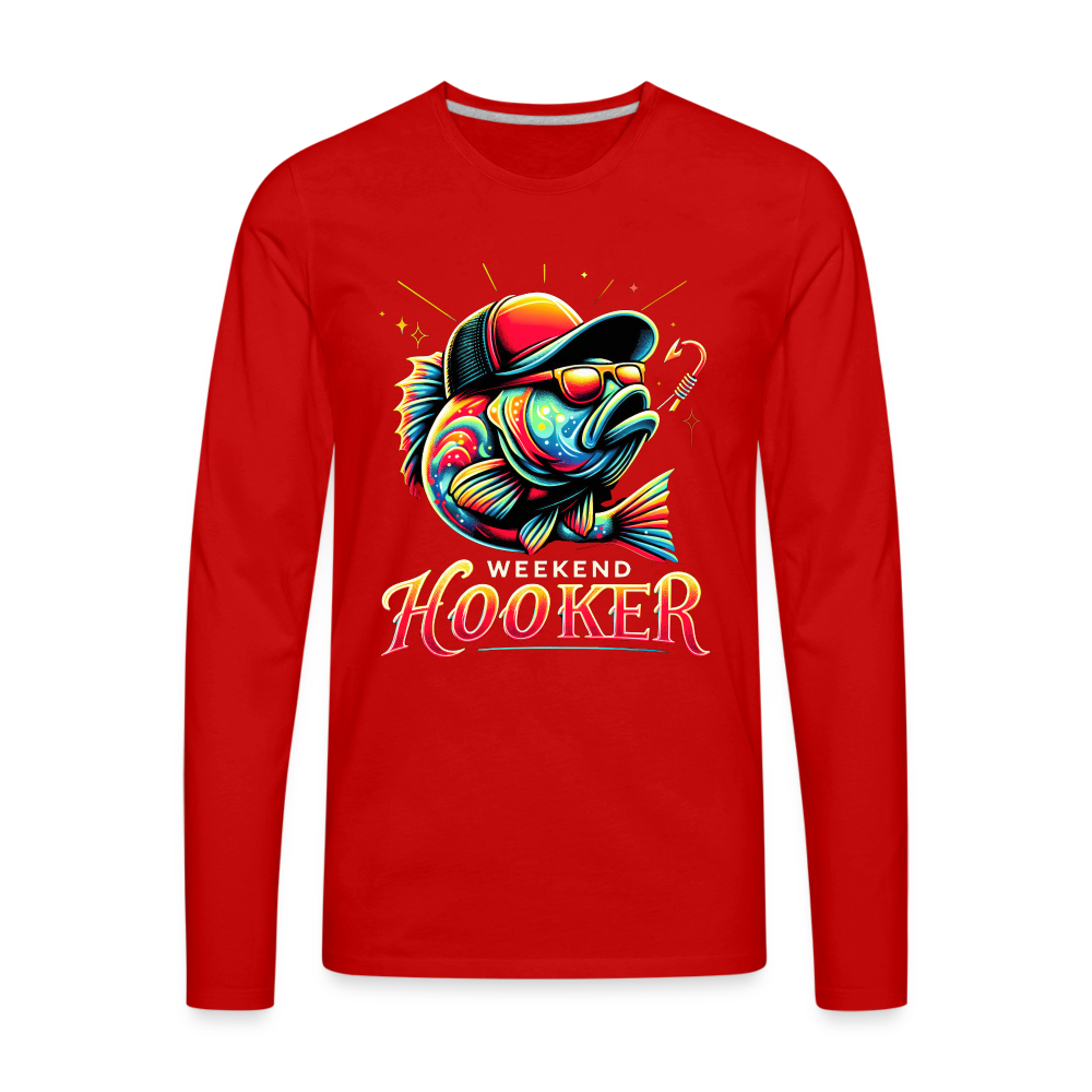 Weekend Hooker Fishing Men's Premium Long Sleeve T-Shirt - red