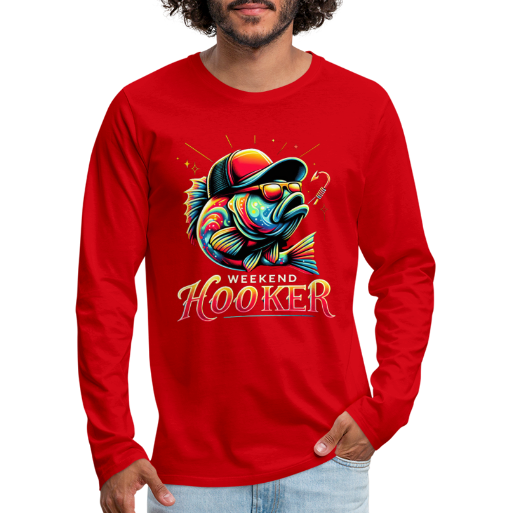 Weekend Hooker Fishing Men's Premium Long Sleeve T-Shirt - red